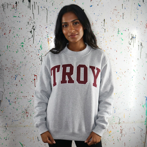 เสื้อสเวตเชิ้ตคอเต่าสีเทา TROY ASH GREY ผ้าฝ้าย 100% ปักลายแบบ Applique คอเสื้อกว้าง เหมาะสำหรับสวมใส่ในกลุ่มเพื่อนร่วมชั้น ใช้ด้ายคุณภาพดี - Product Image 1