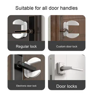 Butoir de <span class=keywords><strong>porte</strong></span> moderne en acier pour la vie individuelle Poignée anti-ouverture et antivol sans perçage <span class=keywords><strong>Bloc</strong></span> de <span class=keywords><strong>porte</strong></span> avec verrouillage de sécurité pour enfants - Product Image 4