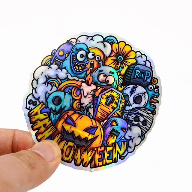 Custom Adhesive Holographic Stickers with Premium Waterproof Vinyl for Durable Laptop Phone Candle Craft Decoration