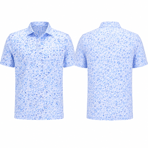 Polo de Golf Azul con Estampado Floral Personalizado para Hombre, de Alto Rendimiento, con Tecnología de Absorción de Humedad, Elástico, Fabricante OEM de Marca Privada - Product Image 4