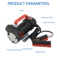 Pompa Bahan Bakar Diesel Mobil Portabel Kecil 12V/24V 300W Bertenaga Baterai Tekanan Rendah DC 50 Liter/menit Kit Tabung Kawat Baja dengan Pistol Bahan Bakar