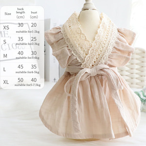 Nouvelle robe de princesse pour chien en coton et lin avec dentelle et col en V, vêtements de luxe pour animaux de compagnie pour chats et chiens - Product Image 6
