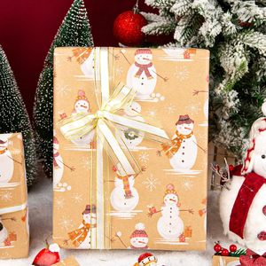 MAYPLUSS Christmas <b>Wrapping</b> <b>Paper</b> Roll 17in X 33ft Kraft Snowman Pattern Holiday Gift Wrap - Product Image 2
