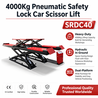 Cric hydraulique robuste à double plateforme encastré, capacité 4000 kg, avec verrou pneumatique de sécurité, pour alignement de roues et atelier de réparation automobile