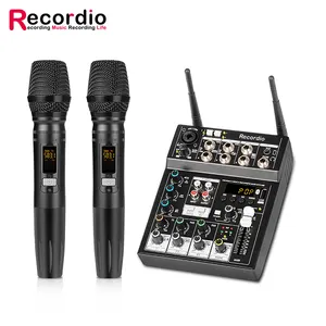 GAX-GT502 Kartu Suara BT 4 Saluran Mixer dengan Mikrofon Ganda Home Stage Performance Live Recording Mikrofon USB Kecil