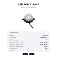Lumière ponctuelle LED 100 mm, décoration de façade de bâtiment, extérieur, étanche, autre, RGB, blanc chaud, 24 V, lampe murale extérieure