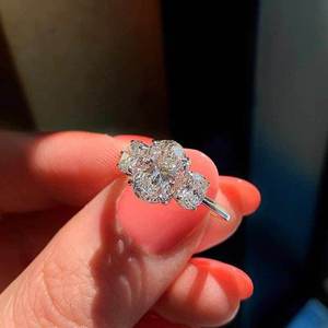 Oval Crystal Ring for Women Elegant Minimalist Fashion Daily Party Accessories - Product Image 1