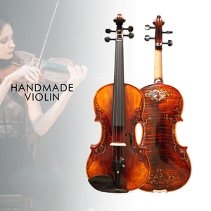 Domo-violín tallado de tamaño completo, violín estilo Stradi hecho a mano, artesanal, <span class=keywords><strong>barroco</strong></span>, 4/4, con arco, puente, cuerdas, caja, tono rico - Product Image 5