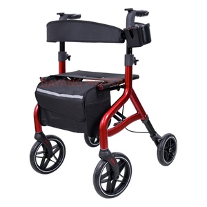 <span class=keywords><strong>Deambulatore</strong></span> Multifunzionale Pieghevole Leggero in Alluminio per Anziani <span class=keywords><strong>con</strong></span> Sedile e Freni Manuali per Disabili - Product Image 1