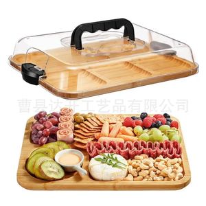 Tabla de Bambú para Delicatessen con Tapa, Bandeja de Madera para Quesos y Charcutería, Plato para Servir Aperitivos en Fiestas, Tabla de Cortar de Doble Cara - Product Image 1