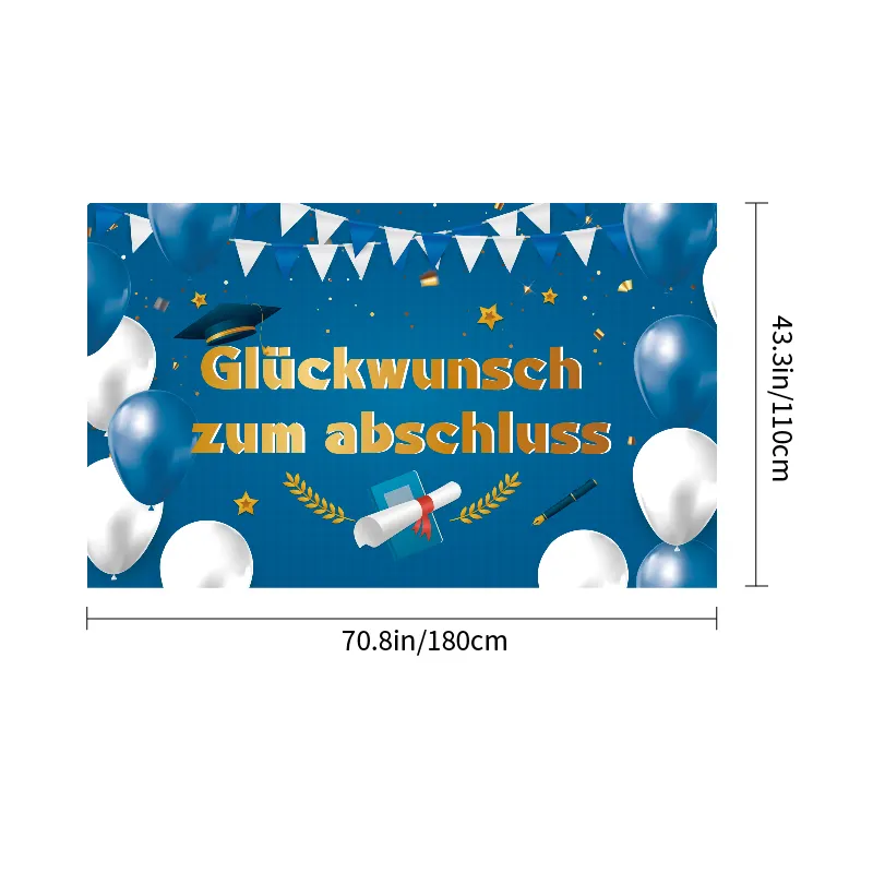 Versi Jerman untuk Dekorasi Wisuda Balon Spanduk Pesta Latar Belakang Perlengkapan Pesta Kelulusan Perguruan Tinggi/Sekolah Menengah Atas