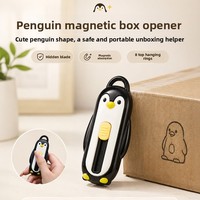 Ciseaux de cuisine portables et compacts en acier inoxydable, auto-rétractables, à fixation magnétique, en forme de pingouin, lame de 2,8 cm, pour la maison et la cuisine