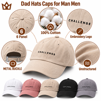 Casquette de baseball non structurée à profil bas, 6 panneaux, 100 % coton, effet vieilli, avec logo brodé et boucle métallique, vente en gros