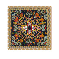 Tapis de Mahjong carré violet à motif floral, style rétro, idéal pour le jeu, avec une construction silencieuse et épaisse