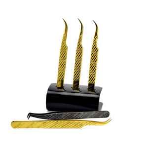 Pinzas para pestañas de etiqueta privada, pinzas para extensión de pestañas, pinzas para punta de fibra con 45 pestañas de punta de fibra en forma de L de 90 grados - Product Image 6