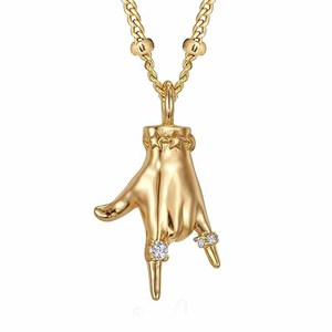 Collier Fanhua en acier inoxydable plaqué or 18 carats, étanche et inaltérable, avec zircon, motif geste « Je t'aime » – Nouveauté TikTok - Product Image 6