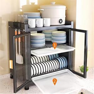 Offre Spéciale : Organisateur <span class=keywords><strong>de</strong></span> Cuisine 3 Niveaux en Acier Carbone, Multifonctionnel, Montage/Démontage Facile, <span class=keywords><strong>Rangement</strong></span> <span class=keywords><strong>Gain</strong></span> <span class=keywords><strong>de</strong></span> <span class=keywords><strong>Place</strong></span> avec Égouttoir - Product Image 4
