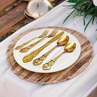Ensemble de couverts en acier inoxydable Royal Court, finition miroir, couteau, fourchette, cuillère, cuillère à café, portable, réutilisable, passe au lave-vaisselle