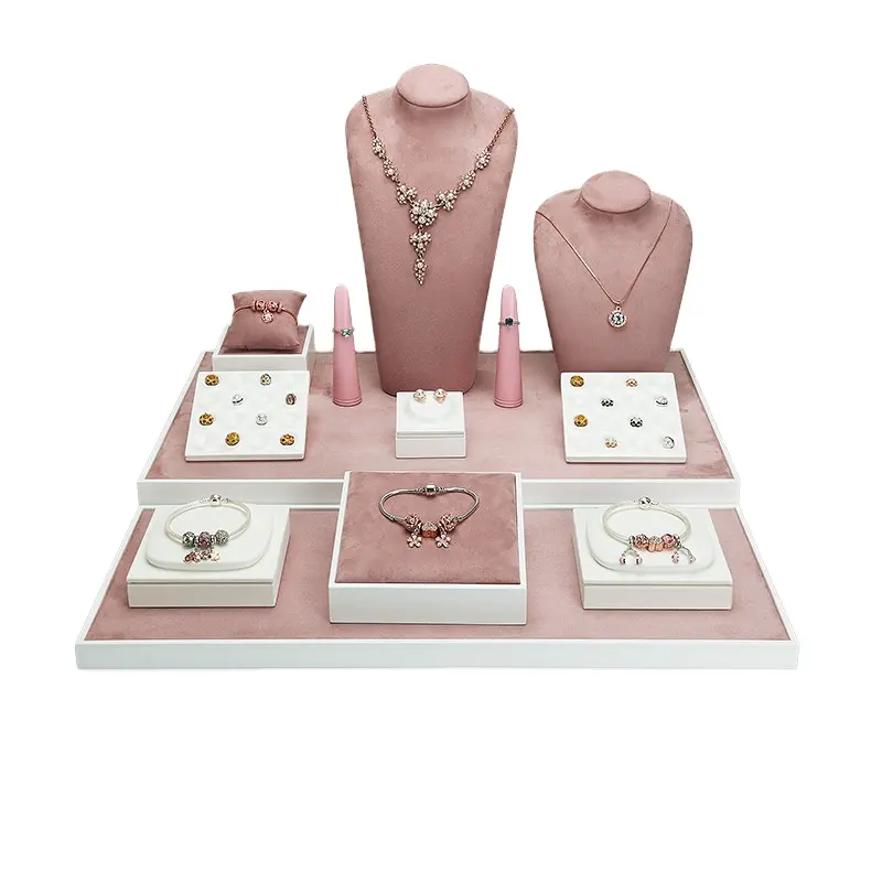 Custom pink Exhibit jewelry organizer stand display props jewelry display set for counters