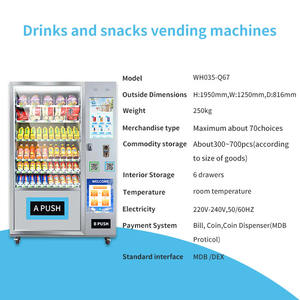 Distributeur automatique de snacks et de boissons gazeuses noir avec grande capacité et petit écran tactile numérique - Product Image 3