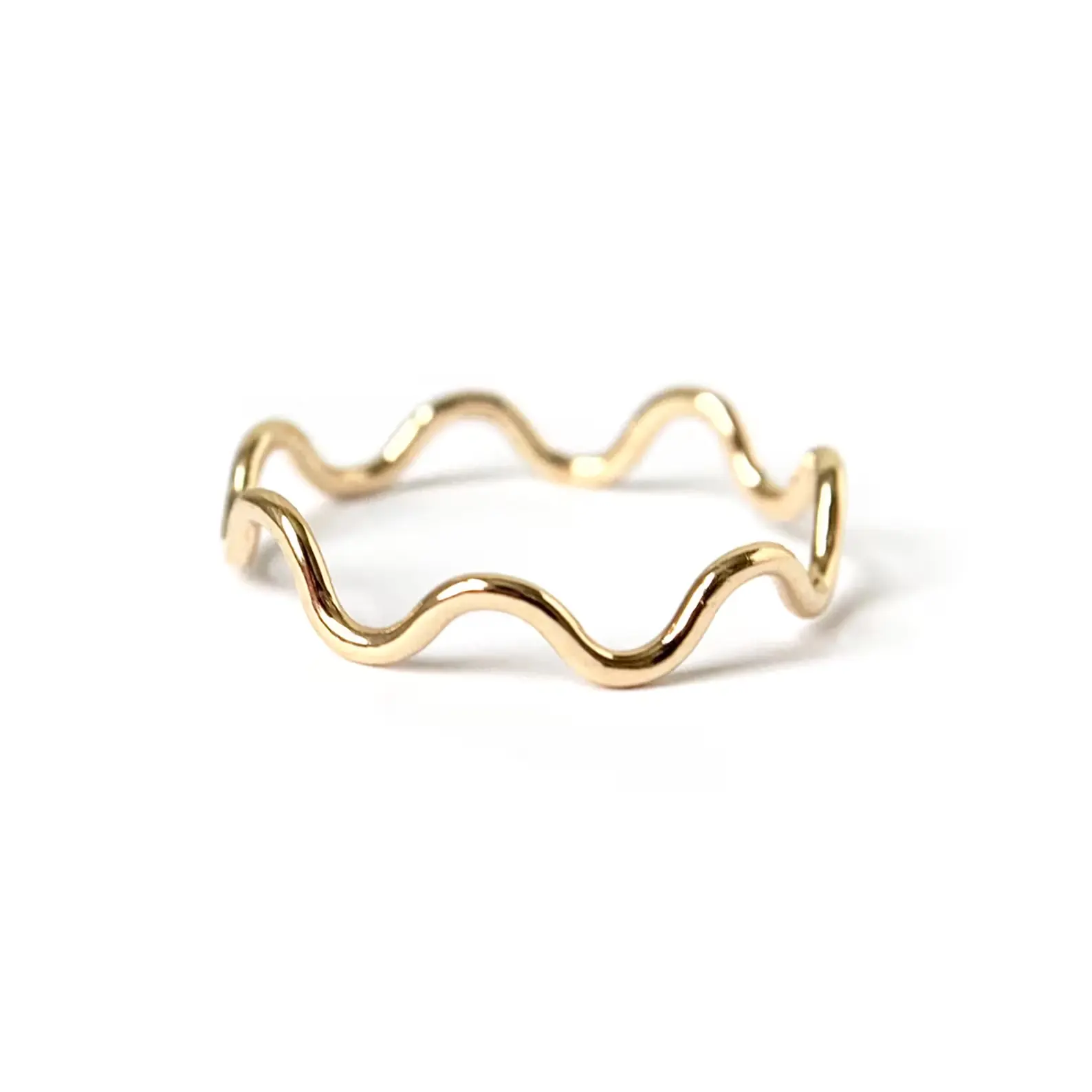Anillo apilable GP Ripple 1/20, joyería minimalista rellena de oro genuino de 14K, anillos ondulados irregulares, anillos permanentes para mujer, venta al por mayor