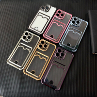 Casing Kartu Pelindung Lunak Transparan Anti Benturan untuk iPhone 16 15 14 13 12 Mini 11 Pro X XR Xs Max 7 8 Plus 16e
