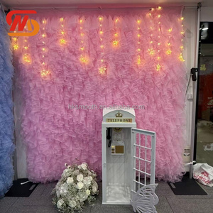 Mur de fleurs roses lisses 3D enroulable, toile de fond artificielle pour décoration de mariage - Product Image 2