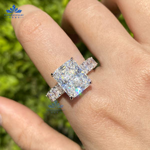 Заводское высококачественное индивидуальное обручальное кольцо из цельного золота 14 карат, 5 карат, 9x11 мм, с муассанитом, элегантное 925 Серебряное кольцо с муассанитом - Product Image 1