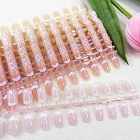 Faux ongles à presser de style européen et américain, courts, couleur unie nude, 30 pièces par paquet, nouveauté transfrontalière, prêts à poser