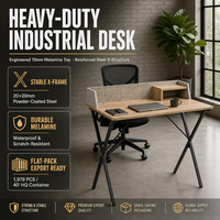 Bureau d'ordinateur compact en bois avec rangement, passe-câbles, structure métallique, table d'écriture et d'étude pour bureau à domicile