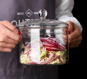 Pentola in Vetro Borosilicato ad Alta Resistenza al Calore, Utensile da Cucina per Fornelli a Gas, Adatta per Cucinare e Conservare Alimenti - Product Image 1