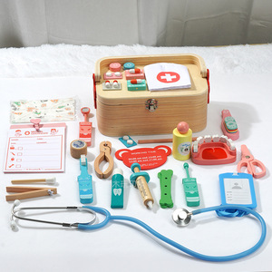 Ensemble de jouets de docteur en bois, trousse médicale pour enfants de 4 à 6 ans, jeu de simulation, stéthoscope avec outils et boîte - Product Image 5