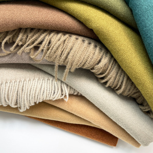 Bufanda de punto Pashmina larga de otoño para mujer, elegante Cachemira de imitación suave con borlas lisas personalizadas, chal cálido al por mayor para damas - Product Image 5