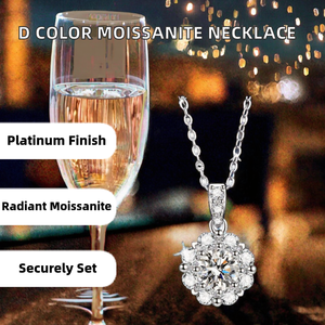 Collier flocon de neige en argent sterling 925 plaqué platine, serti clos, avec moissanite originale taille brillant 1 carat couleur D, testée - Product Image 2