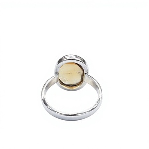 925 Sterling Silver Natural <b>Citrine</b> Cabochon <b>Ring</b> Solitaire Plain Band Finger Jewelry For Women Men Bulk - Product Image 5