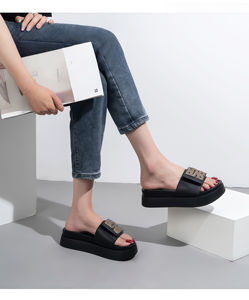 Sandales pour femmes en cuir véritable souple, antidérapantes et respirantes, à bout ouvert, style urbain tendance, dessus en cuir de vachette, printemps-automne - Product Image 1