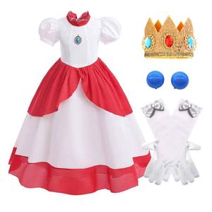 Disfraz de Princesa Melocotón para Fiesta de Halloween, Disfraz <span class=keywords><strong>con</strong></span> Accesorios, Corona y Pendientes, para Niña y Niño, para Disfraz, para Fiesta de Halloween, para el Día DE LA Mujer - Product Image 2