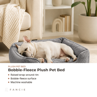 Lit pour chien en polyester gris en gros avec rebords surélevés, housse lavable, lit carré pour animaux de compagnie de petite et moyenne taille, OEM