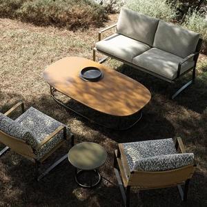 Conjunto de sofás de jardín para exteriores con estructura de aluminio, impermeable, diseño moderno minimalista en forma de L para patio o balcón. - Product Image 2