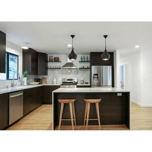 Gabinetes de cocina de diseño moderno con Isla impermeable laca madera plástico con encimeras de mármol hechas en China - Product Image 2