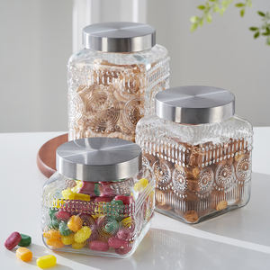 مجموعة برطمانات زجاجية محكمة الإغلاق ومانعة للتسرب، خالية من مادة BPA، صالحة للطعام، بسعات 1.3 لتر و1.9 لتر و2.4 لتر، آمنة للغسل في غسالة الأطباق، بتصميم مربع للحلوى والبسكويت - Product Image 5