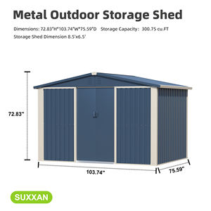<span class=keywords><strong>Garage</strong></span> à vélos en métal facile à assembler, abri de rangement extérieur pour le bois traité sous pression et résistant aux rongeurs. - Product Image 2