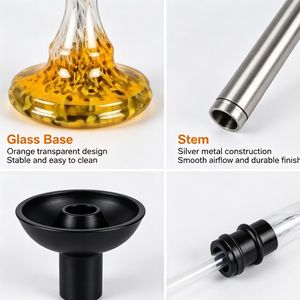 Cachimba Moderna de Lujo con Base de Aluminio y Espejo, Juego Completo - Product Image 6