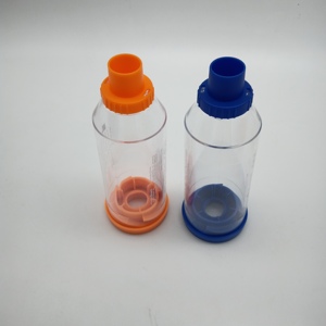 Masque jetable en PVC de qualité médicale bleu/orange 220 ml pour enfant, <span class=keywords><strong>avec</strong></span> <span class=keywords><strong>valve</strong></span>, <span class=keywords><strong>chambre</strong></span> de dosage, inhalateur, doseur, espaceur pour l'asthme pour enfants - Product Image 5