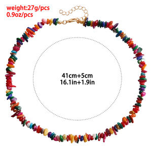 เครื่องประดับแนวยุโรปและอเมริกันโซ่คล้องคอลายกระดูกไหปลาร้ารูปทรงเปลือกหอยแตกธรรมชาติสีสันสดใสสำหรับผู้หญิงแฟชั่นมินิมอล - Product Image 5