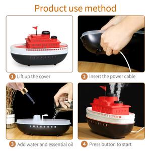 Difusor de Aroma con Diseño de Barco, <span class=keywords><strong>Humidificador</strong></span> de Aire de Escritorio, Funcionamiento Silencioso, Difusor Ultrasónico de Aceites Esenciales, Luz Nocturna de Siete Colores - Product Image 6