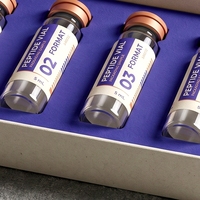 Boîte rigide personnalisée avec couvercle et base blancs, en carton gris, pour produits de soin personnel aux peptides, avec doublure en éponge et impression offset
