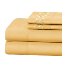 Parure de draps de luxe hôtelier oriental avec broderie imprimée animale, taies d'oreiller pliées, en polyester brossé ultra doux, 6 pièces, poches profondes