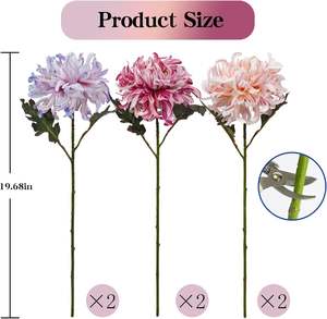 Vente en gros de fleurs artificielles de haute qualité, chrysanthèmes et dahlias en PU, couleur automne 2024, toucher réaliste, pour la décoration de mariage, de la maison et des fêtes - Product Image 4