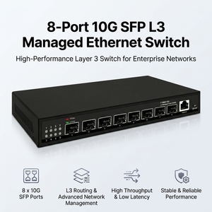 สวิตช์คอร์แบบจัดการได้ 8 พอร์ต 10G SFP+ L3 พร้อมพอร์ตคอนโซล รองรับ VLAN, <span class=keywords><strong>QoS</strong></span>, การกำหนดเส้นทางแบบคงที่, OSPF, DHCP สำหรับระบบไฟเบอร์ออปติกแบ็คโบน - Product Image 1